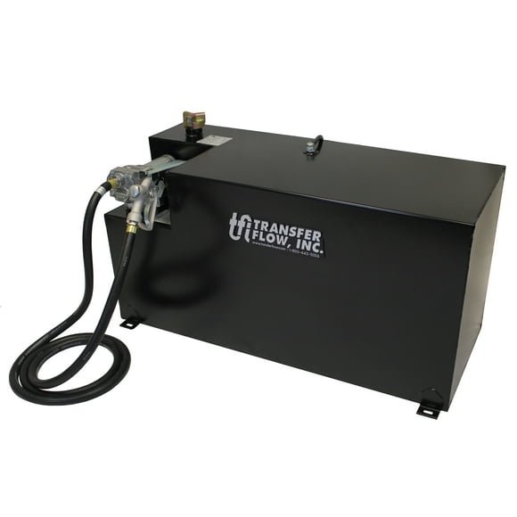 Transfer Flow Liquid Transfer Tank 0800109420 DOT Approved For Diesel/Gasoline/Kerosene; 82 Gallon Capacity; Rectangle Shape; Powder Coated; Black; Steel