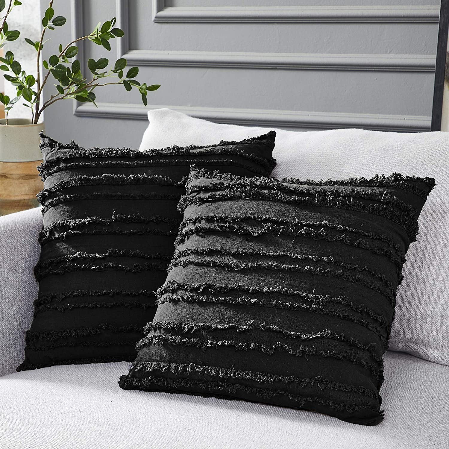 Decorative Pillow Black Linen Pillows Modern Black And White