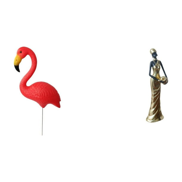 Estatua de estaca de jardín,Adorno de jardín con forma de flamenco,estaca para césped,patio o porche,Figura de mujer africana,Estatua artesanal de una dama tribal africana,hecha a mano,para