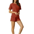 thumbnail image 4 of Unique Bargains Womens Lounge Sets Short Sleeve with Shorts Pullover Jogger Tracksuits XS Red, 4 of 6