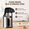 thumbnail image 2 of Coffee Carafe for Keeping Hot -  102OZ / 3L Airpot Coffee Dispenser with Pump - Large Coffee Carafe for Hot Drinks Tea Liquid - Insulated Stainless Steel Hot Water Beverage Urn for Parties, 2 of 10