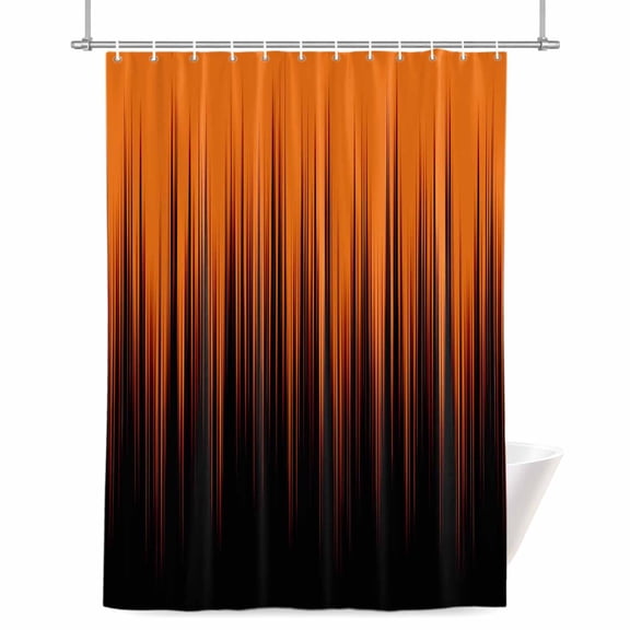 Burnt Orange Black Ombre Shower Curtain, Abstract Modern Lines Gradient Waterproof Shower Curtain Set with 12 Hooks Lightweight Bath Curtains Fabric Bathroom Decor 48x72 Inches