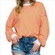 thumbnail image 2 of Camiseta de Larga Extragrande para Mujer, Túnica A Rayas con Bloques de Color, Sudadera Holgada de Otoño con Cuello Redondo Naranja S, 2 of 10