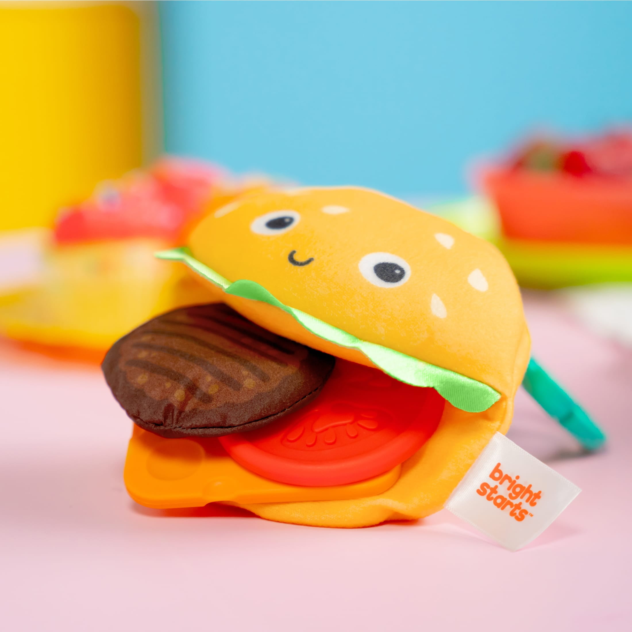 Bright Starts Say Cheeseburger on the Go Teether Toy, Unisex, Infants Ages 3 Months+