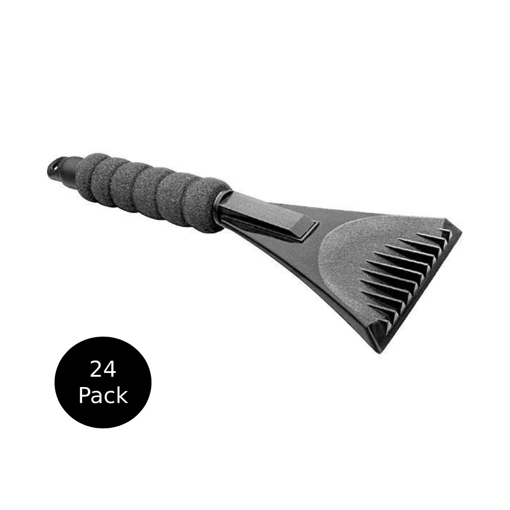Ice Scraper 12 in Black Cushion Grip Handle Wide Scraping Surface Pitlane, 24Pack