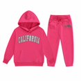 thumbnail image 4 of FAOWME Child Toddler Boys Girls Long Sleeve Solid Color Warm Hoodie Pullover Tops Pants Kids Outfits Sweat Suits Tracksuits Hot Pink 2-3 Years, 4 of 4