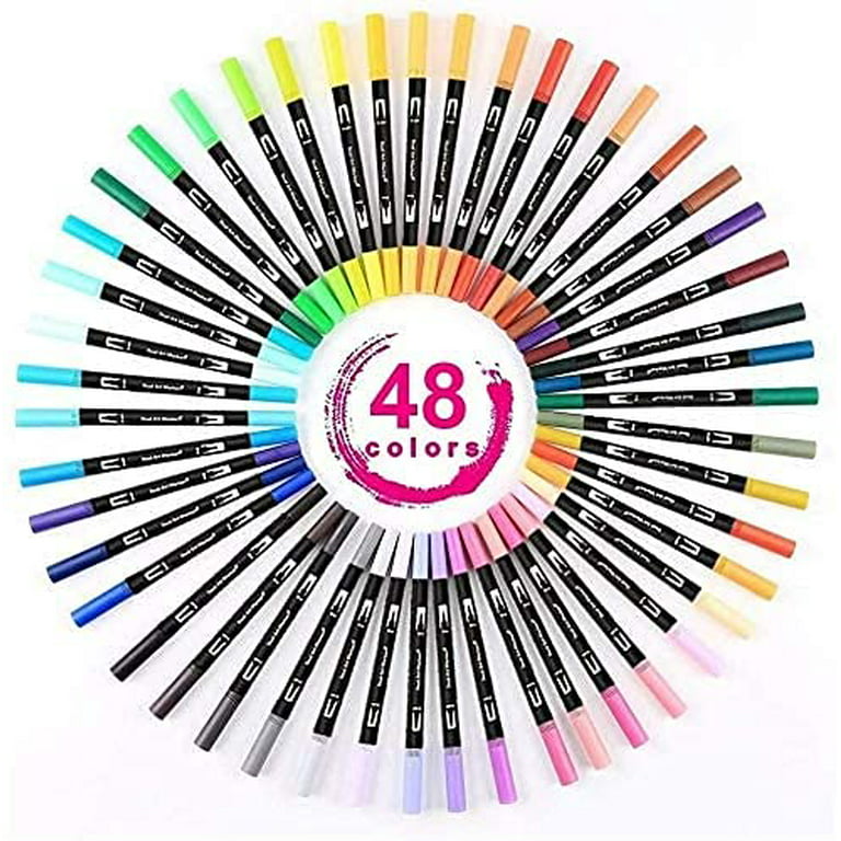 SAYEEC Dual Brush Marker Pens 12 Colored Art Coloring Markers with Fine Point and Brush Tip Dual Tip Calligraphy Drawing Pens for Artist Adult