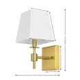 thumbnail image 3 of SAFAVIEH Clauren LED Brass Gold Iron Wall Sconce with White Cotton Shade, Set of 2, 3 of 10