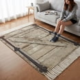 thumbnail image 6 of Bedroom Rug Carpet 3'x 5', Farmhouse Wood Grain Washable Floor Carpet with Tassels, Vintage Country Barn Gate Brown Elegant Soft Floor Rug Mat for Patio, Balcony, Laundry, Room Decor, 6 of 9