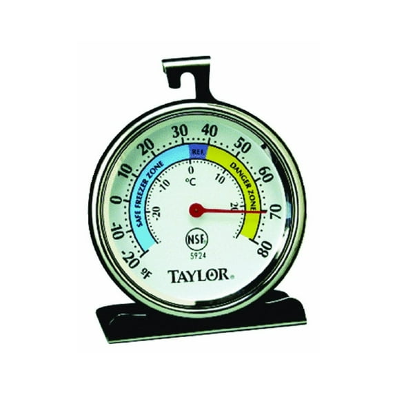 Taylor Refrigerator Freezer Thermometer 3" Dial Analog - Large Easy-Read Silver