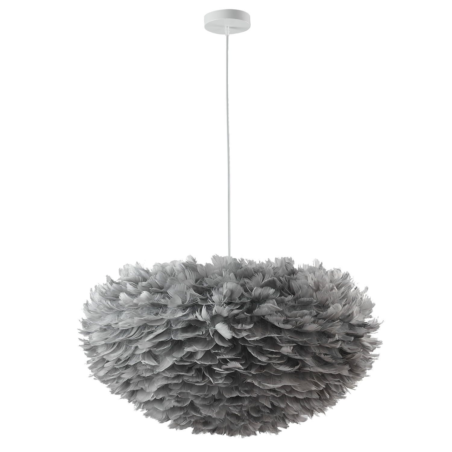 Bethel Light Grey Goose Feather Ball Ceiling Fixture With White Iron Frame