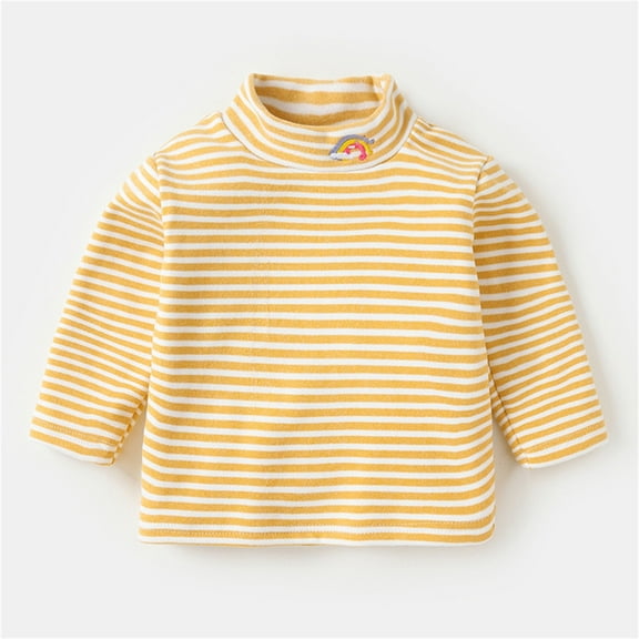 Toddler T Shirts For Stripes Long Sleeve T Shirts Crewneck Tee Cotton Kids Sweatshirt Boys Size Yellow Clothes 18-24 Months Cute Boy Girl Clothing