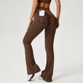 thumbnail image 2 of Sevpuikl Women's Flared Yoga Leggings High Waist Butt Lifting Tummy Control for Gym Pilates Workout Bootcut Pants Solid Color(Brown,S), 2 of 6