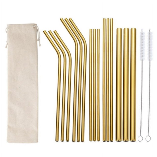 MesaSe 17 Pcs Pailles en Acier Inoxydable Ensemble avec Brosse Paille Colorée Réutilisable