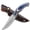 Blue Handle, variant on Plys Hunting Knife 5 inch Fixed Blade Outdoor Tactical Knives with Leather Sheath, Wood Handle for Camping Fishing Hiking