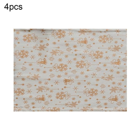 

Wanwan 4Pcs Table Placemats Non-slip Heat Resistant Cotton Flax Stain Resistant Table Mats for Party