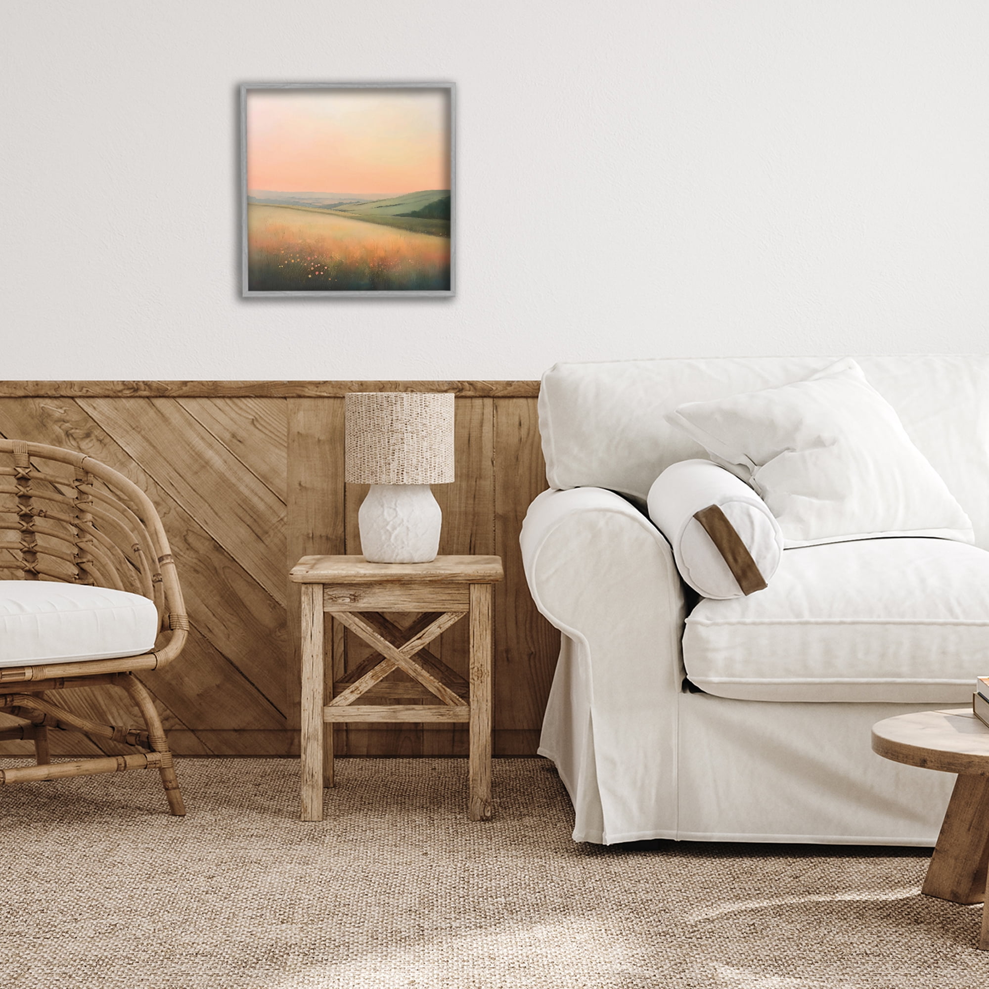 Stupell Industries Sun Coming Up Over Meadow Gray Framed Giclee Art, design by Creative Studio