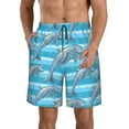 thumbnail image 2 of Uemuo Dolphin Pattern Men's Swim Trunks Hawaiian Beach Bathing Suit Swimsuits Beach Quick-Dry Shorts with Pockets-XX-Large, 2 of 9