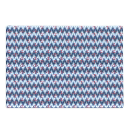 

Anchor Cutting Board Geometric Nautical Design with Zigzag Wavy Backdrop Travel Coastal Decorative Tempered Glass Cutting and Serving Board in 3 Sizes by Ambesonne