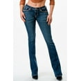 thumbnail image 2 of Grace in LA Women's Embroidered Border Pocket Stonewashed Bootcut Stretch Jeans (25, Blue), 2 of 3