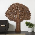 thumbnail image 2 of DecMode Brown Mango Wood Large Carved Tree Wall Decor with Scrollwork, 2 of 13