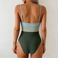 thumbnail image 4 of Womens Cutout One Piece Swimsuit with Color Block Ring Linked Monokini Bathing Suit for Beach Vacation Army Green XL(XL), 4 of 6