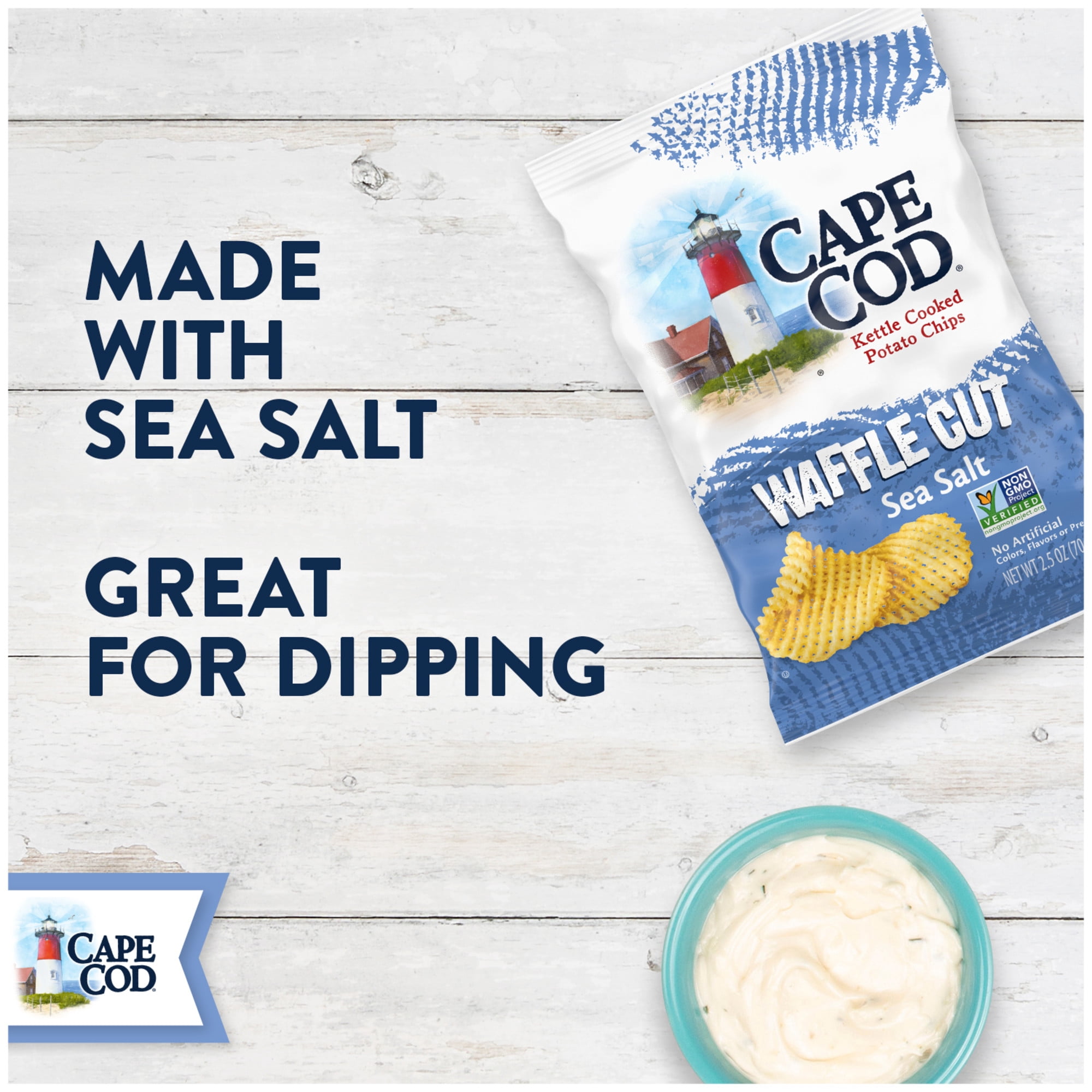 Cape Cod Potato Chips, Waffle Cut Sea Salt Kettle Chips, 2.5 oz