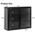 thumbnail image 5 of Bathroom Medicine Cabinet,Modern Glass Doors Two-door Wall Cabinet with Three-tier Storage for Bathroom,Kitchen,Black, 5 of 7