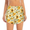 thumbnail image 3 of Uemuo Beautiful Countryside Sunflower Pattern Women's Athletic Shorts High Waisted Running Shorts with Liner Pockets Gym Elastic Workout Shorts-Large, 3 of 9