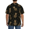 thumbnail image 5 of Haiem Gold Glitter Pineapples Men's Casual Shirts Short Sleeve Button Down Shirts Fashion Textured Summer Beach Shirt-3X-Large, 5 of 7