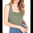 thumbnail image 2 of Tops Cortos de Tirantes Anchos con Cuello Cuadrado para Mujer, Tops Florales para Salir, Tops Cortos Ajustados con Ribete de Lechuga, Verde S, 2 of 6
