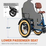 ADDMOTOR GREATTAN L Electric Trike for Adults, 750W Electric Trike with Passenger Seat, 65/130Mi 20/40AH 48V, Dual-Battery System 2 Seater Electric Tricycle, Parking Brake, Differential
