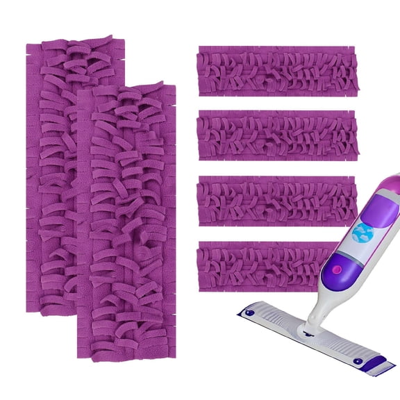 6 Pack Mop Refill Pads for PowerMop Multi-Surface and Wood Mop Pads Refill, Washable & Reusable Microfiber Spray Cleaning (Purple)
