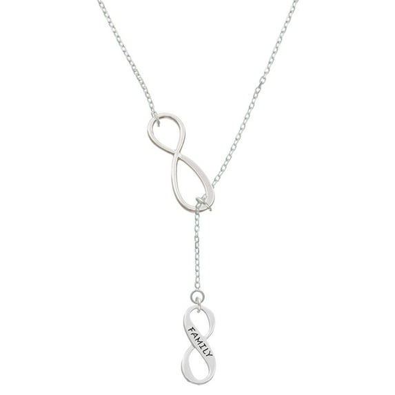 Delight Jewelry Family Infinity Sign Silver tone Elegant Infinity Lariat Necklace
