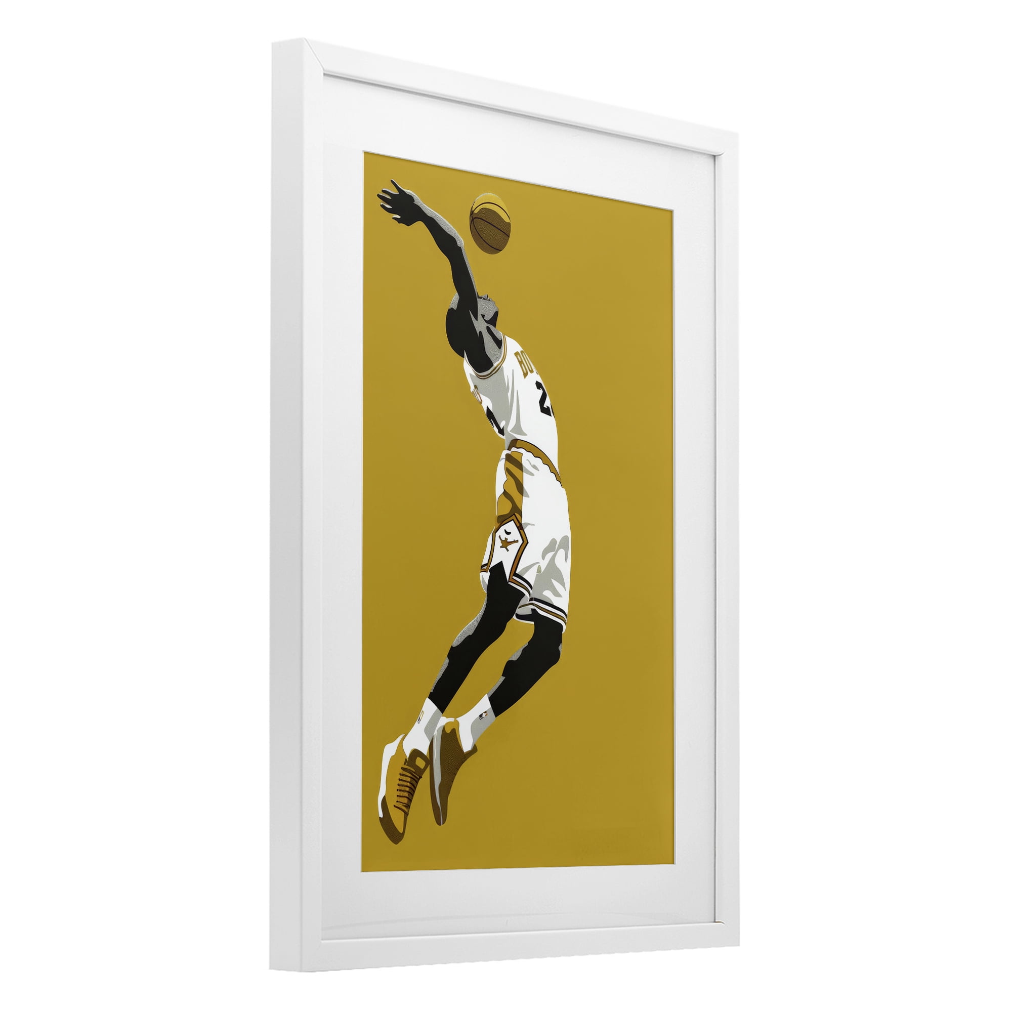 Stupell Industries Iconic Basketball Dunk White Framed Print Under Glass, design by Ray Powers