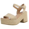 thumbnail image 1 of Soda Women's Castle Jute Open Toe Ankle Strap Platform Wedge Color: Tan, Size: 11, 1 of 5