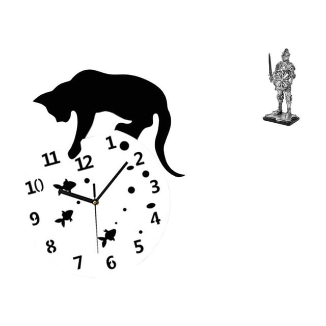 Reloj de pared,Reloj de pared de gato para sala de estar,dormitorio decorativo.,Reloj colgante de pared para cocina y baño moderno,Figura de escritorio,Estatua de