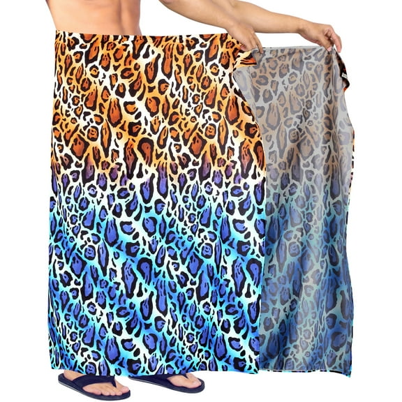 LA LEELA Men's Bath Trunk Swimwear Sarong Pareo Beach Wrap One Size Multicolor, Animal Summer Vacation Aloha