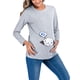 thumbnail image 4 of Camisas de Maternidad Para Mujer Blusas Estampado de Bebé Vestir Top Algodón Cuello Redondo Manga Larga Color Sólido Odeerbi ODB123414, 4 of 6