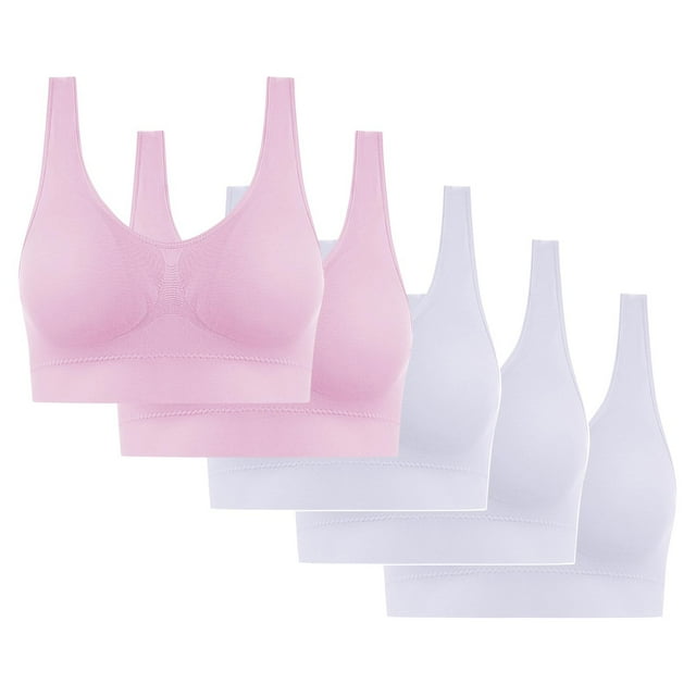 5PC Women's High Impact Sports Bra - Seamless Wireless Support | Comfortable Workout Bralette with Pad Insert Slots