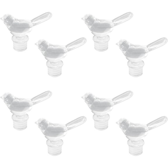 8pcs Acrylic & Silicone Bird Shaped Clear Bottle Stoppers for Wine, Champagne & Beer