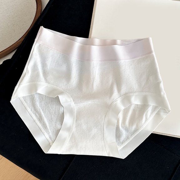 Comfortable Extended Gusset Mid Rise Panties with Contrast Waistband for Everyday Hygiene and All-Season Wear, XL, Purple