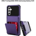 thumbnail image 6 of Wallet Case for Samsung Galaxy A34 5G Case with 4-Card Credit Card Holder Slot Shockproof Cover Hybrid Heavy Duty Protection Armor Phone Case Compatible with Samsung Galaxy A34-Purple, 6 of 6