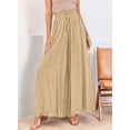thumbnail image 2 of Pants for Women Casual Elastic Waist Wide Leg Pants with Pockets Khaki M, 2 of 7