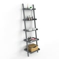 thumbnail image 4 of Ballucci 5-Tier Ladder Shelf, Wood Leaning Shelf Organizer, 67" H x 18" W, Gray, 4 of 10