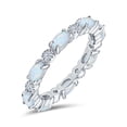 thumbnail image 2 of Full Eternity Band Oval Round Ring Lab Created White Opal 925 Sterling Silver Size 5, 2 of 6