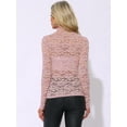 thumbnail image 4 of DARING DIVA Long Sleeve Mock Neck Floral Lace Blouse S Dusty Pink, 4 of 6