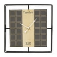 thumbnail image 5 of DecMode 9" Black Wooden Geometric Open Frame Square Clock with Grid Pattern, 5 of 11