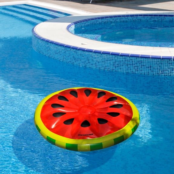 Swimline 65" Inflatable Watermelon Fruit Slice Swimming Pool 2-Person Lounger - Red/Green
