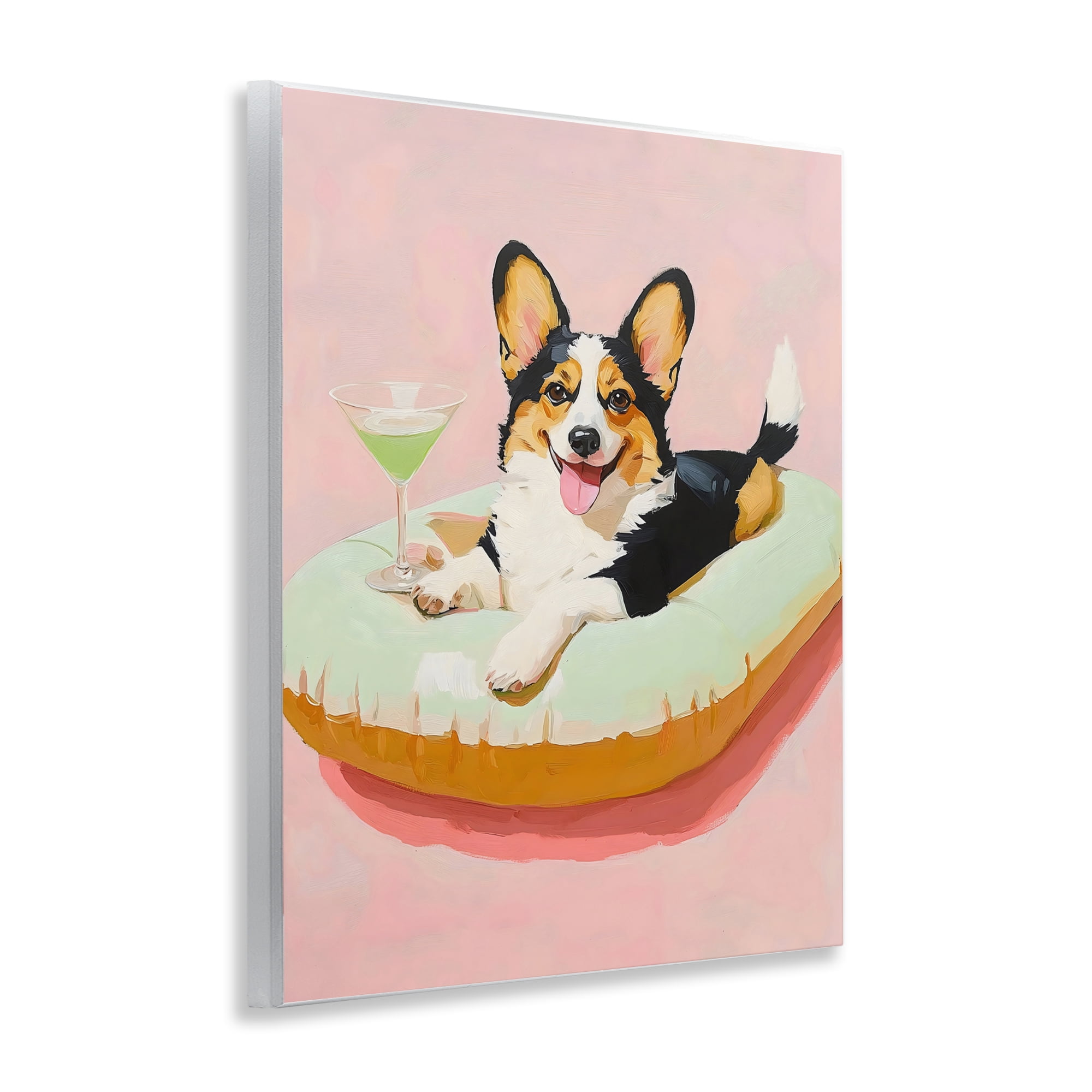 Stupell Industries Pastel Corgi with Cocktail Wall Plaque Art, design by The Prints Vibe